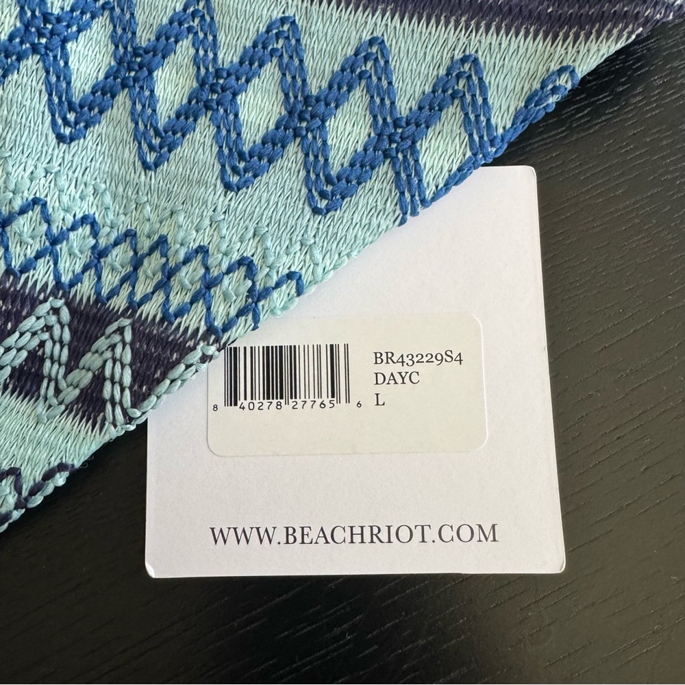 Beach Riot Blue Multi Striped High-Cut Bikini Bottom - Picture 4 of 6
